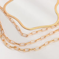 4 Piece Chain Link Set Necklace 18K Gold Plated Necklace