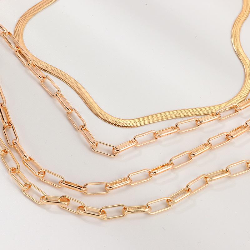 4 Piece Chain Link Set Necklace 18K Gold Plated Necklace