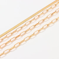 4 Piece Chain Link Set Necklace 18K Gold Plated Necklace