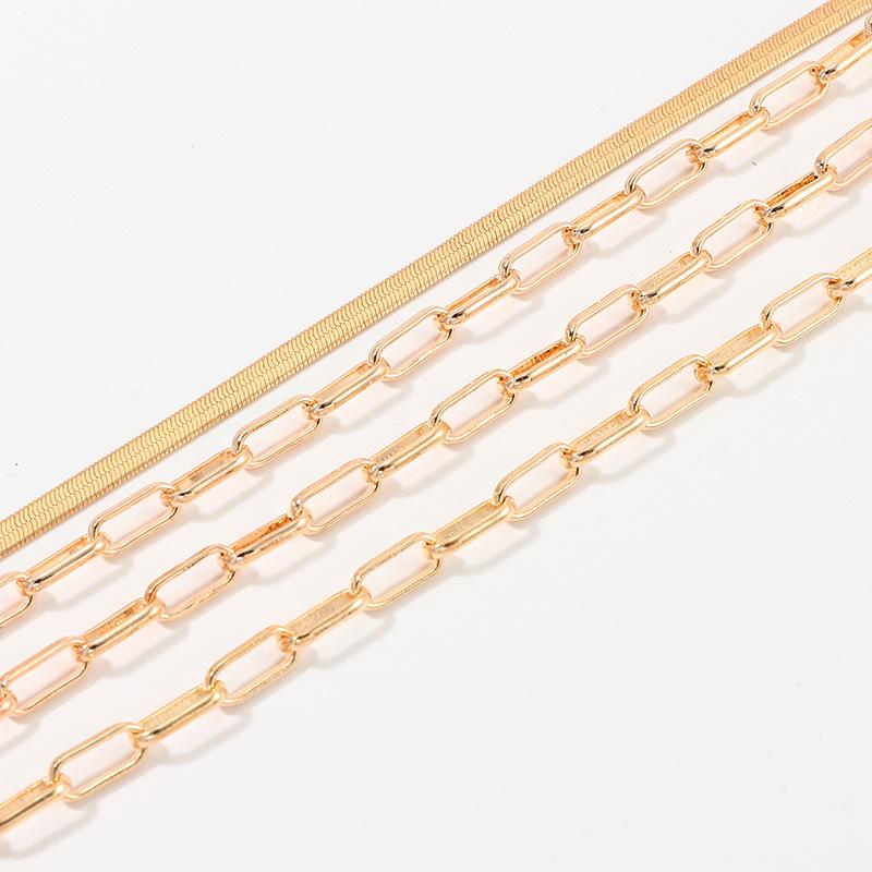 4 Piece Chain Link Set Necklace 18K Gold Plated Necklace