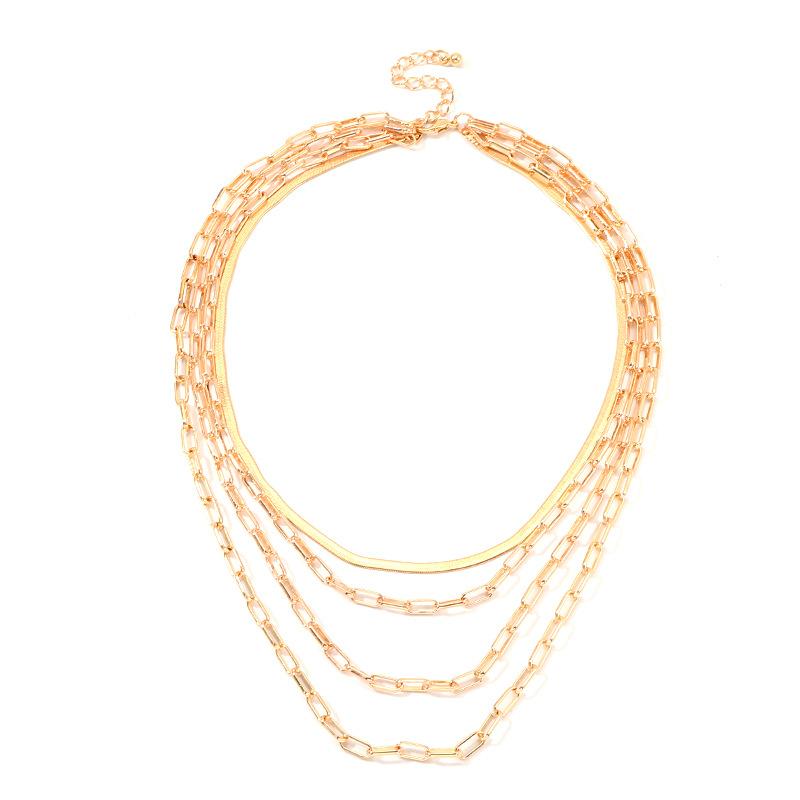 4 Piece Chain Link Set Necklace 18K Gold Plated Necklace