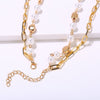 2 Piece Pearl Coin Head Necklace 18K Gold Plated Necklace