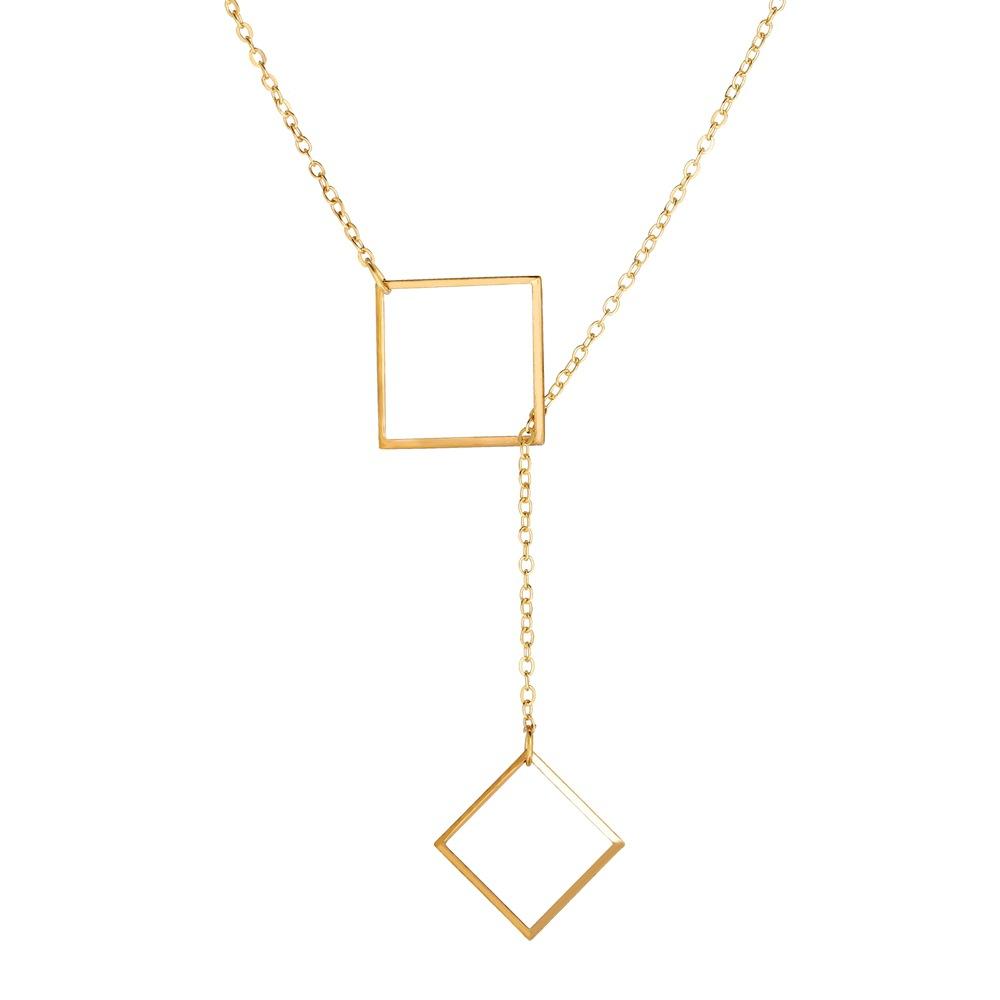 Geometric Sqaure Necklace 18K Gold Plated Necklace