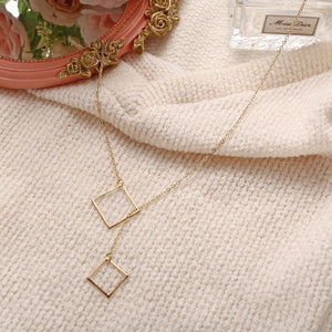 Geometric Sqaure Necklace 18K Gold Plated Necklace