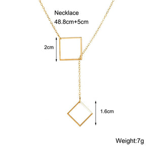 Geometric Sqaure Necklace 18K Gold Plated Necklace