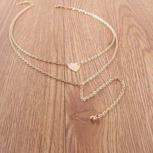 2 Piece Heart Necklace 18K Gold Plated Necklace