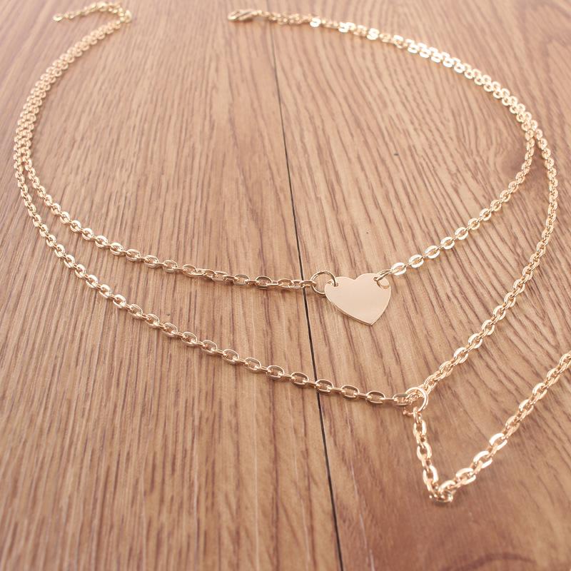 2 Piece Heart Necklace 18K Gold Plated Necklace