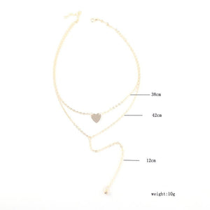 2 Piece Heart Necklace 18K Gold Plated Necklace