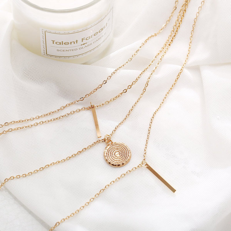 3 Piece Rectangle Drop 18K Gold Plated Necklace in 18K Gold Plated