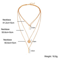 3 Piece Rectangle Drop 18K Gold Plated Necklace in 18K Gold Plated