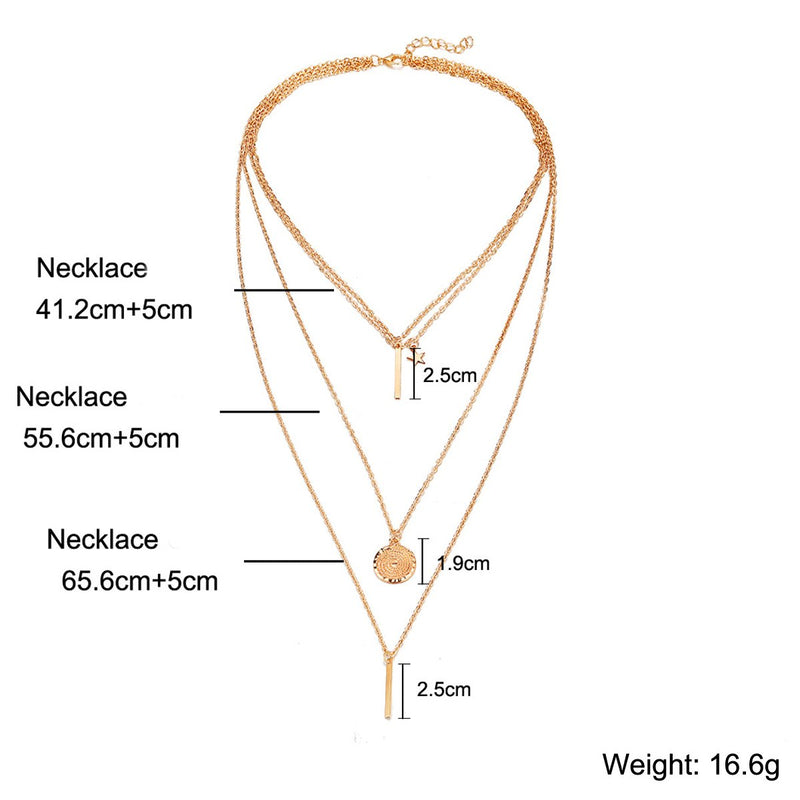 3 Piece Rectangle Drop 18K Gold Plated Necklace in 18K Gold Plated