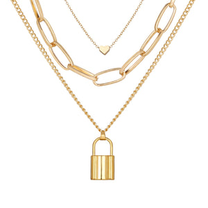 Heart Chain Lock Necklace 18K Gold Plated Necklace in 18K Gold Plated