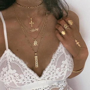 4 Piece Baby Cross Necklace 18K Gold Plated Necklace in 18K Gold Plated