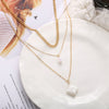 3 Piece Pearl Linear Chain Necklace in 18K Gold Plated