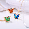 Opal Created Butterfly-Turquoise 18K Gold Plated Necklace in 18K Gold Plated