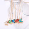 Opal Created Butterfly-Turquoise 18K Gold Plated Necklace in 18K Gold Plated