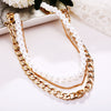 Pearl and Curb 3 Piece Layer 18K Gold Plated Necklace in 18K Gold Plated