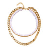 Pearl and Curb 3 Piece Layer 18K Gold Plated Necklace in 18K Gold Plated