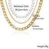 Pearl and Curb 3 Piece Layer 18K Gold Plated Necklace in 18K Gold Plated