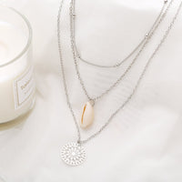 Bohemian and Shell 3 Piece Layer 18K Gold Plated Necklace in 18K Gold Plated