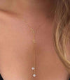 Double Pearl Lariant 18K Gold Plated Necklace in 18K Gold Plated