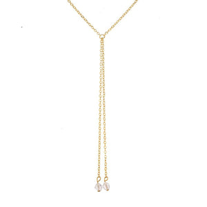 Double Pearl Lariant 18K Gold Plated Necklace in 18K Gold Plated