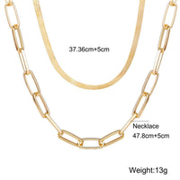 Omega and Paperclip 2 Piece Layer 18K Gold Plated Necklace in 18K Gold Plated