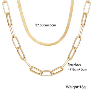 Omega and Paperclip 2 Piece Layer 18K Gold Plated Necklace in 18K Gold Plated