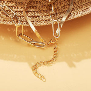 Omega and Paperclip 2 Piece Layer 18K Gold Plated Necklace in 18K Gold Plated