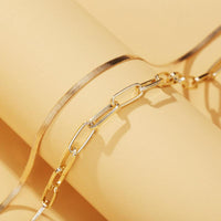 Omega and Paperclip 2 Piece Layer 18K Gold Plated Necklace in 18K Gold Plated