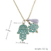 Hamsa Tree of Life Tassell 18K Gold Plated Necklace in 18K Gold Plated