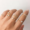 9 Piece Celestial Ring Set With Gemstone  Crystals 18K Gold Plated Ring Set