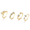 9 Piece Celestial Ring Set With Gemstone  Crystals 18K Gold Plated Ring Set