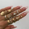 15 Piece Assorted Ring Set With Gemstone  Crystals 18K Gold Plated Ring