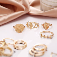 15 Piece Assorted Ring Set With Gemstone  Crystals 18K Gold Plated Ring