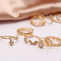 15 Piece Assorted Ring Set With Gemstone  Crystals 18K Gold Plated Ring