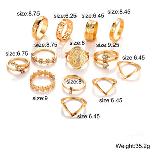 13 Piece Medallion Ring Set With Crystals 18K Gold Plated Ring in 18K Gold Plated