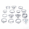 15 Piece Halo Pave Ring Set With Austrian Crystals 18K White Gold Plated Ring in 18K White Gold Plated