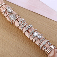 15 Piece Halo Pave Ring Set With Gemstone  Crystals 18K White Gold Plated Ring