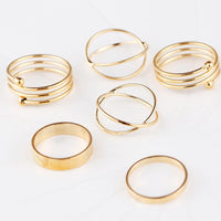 6 Piece Geometric Ring Set 18K Gold Plated Ring in 18K Gold Plated