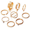 9 Piece Twist Geo Ring Set 18K Gold Plated Ring in 18K Gold Plated