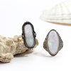 8 Piece Opal Created Oxidized Ring Set With Austrian Crystals 18K White Gold Plated Ring in 18K White Gold Plated