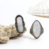 8 Piece Opal Created Oxidized Ring Set With Gemstone  Crystals 18K White Gold Plated Ring