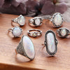 8 Piece Opal Created Oxidized Ring Set With Austrian Crystals 18K White Gold Plated Ring in 18K White Gold Plated