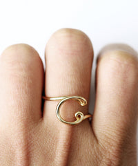 Initial Monogram Ring 18K Gold Plated available A-Z