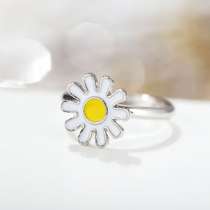 3 Piece Daisy Flower Jewelry Set 18K White Gold Plated Set in 18K White Gold Plated