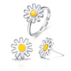 3 Piece Daisy Flower Jewelry Set 18K White Gold Plated Set in 18K White Gold Plated