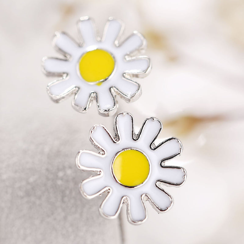 3 Piece Daisy Flower Jewelry Set 18K White Gold Plated Set in 18K White Gold Plated