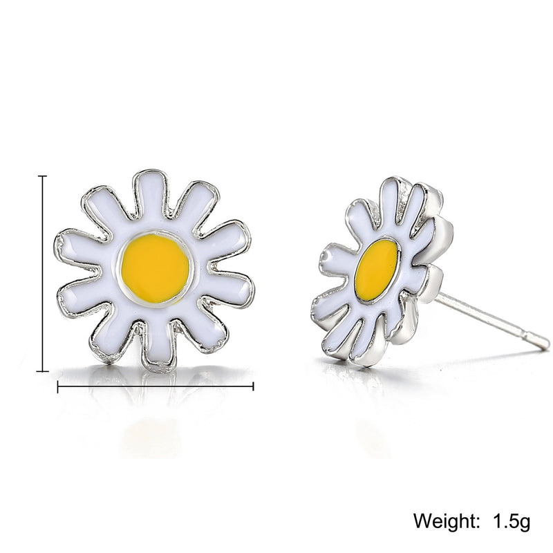 3 Piece Daisy Flower Jewelry Set 18K White Gold Plated Set in 18K White Gold Plated