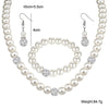 3 Piece Pearl and Shamballa Jewelry Set With Crystals 18K White Gold Plated Set in 18K White Gold Plated